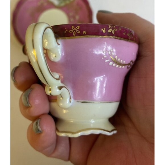 Vtg Craftsman China Hand Painted Cup and Saucer Set Japan 401 Fuji Pagoda Raised - Picture 5 of 12